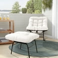 thumbnail image 1 of JUSTLET Outdoor Rocking Chair with Ottoman, Patio Rocker Egg Recliner Chair Indoor Comfy Reading Chair Set, Beige, 1 of 7