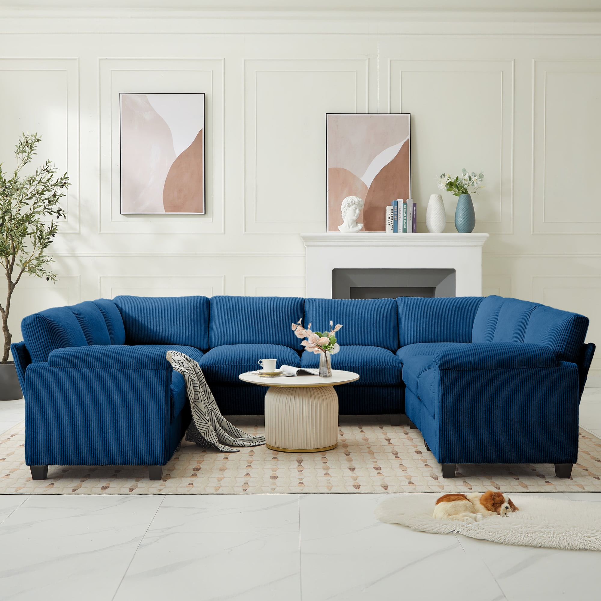 JUSTLET Oversized Modular Sectional Sofa, Large Corduroy Sectional