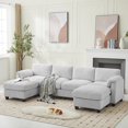 thumbnail image 1 of JUSTLET Oversized Modular Sectional Sofa, U Shaped Corduroy Sofa Couch, Modular Sectionals with Ottomans, 6 Seat Sofa Couch with Chaise for Living Room Bedroom, Gray, 1 of 10