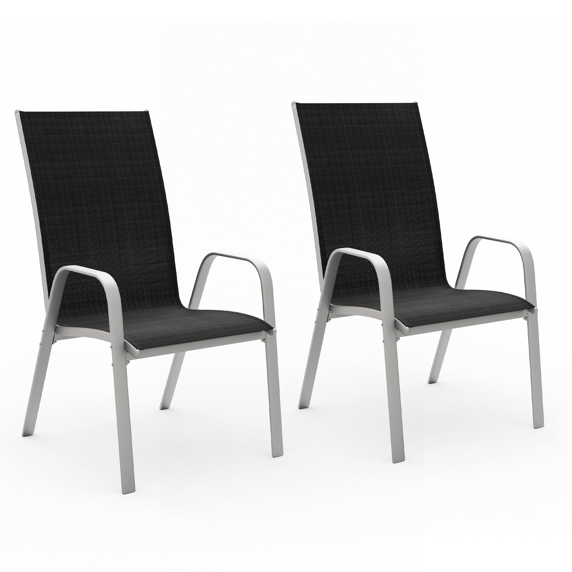 Walmart exclusive discounts  JUSTLET Modern Outdoor Patio Dining Chairs, Stackable, Assembled, Set of 2, Space Saving, Black