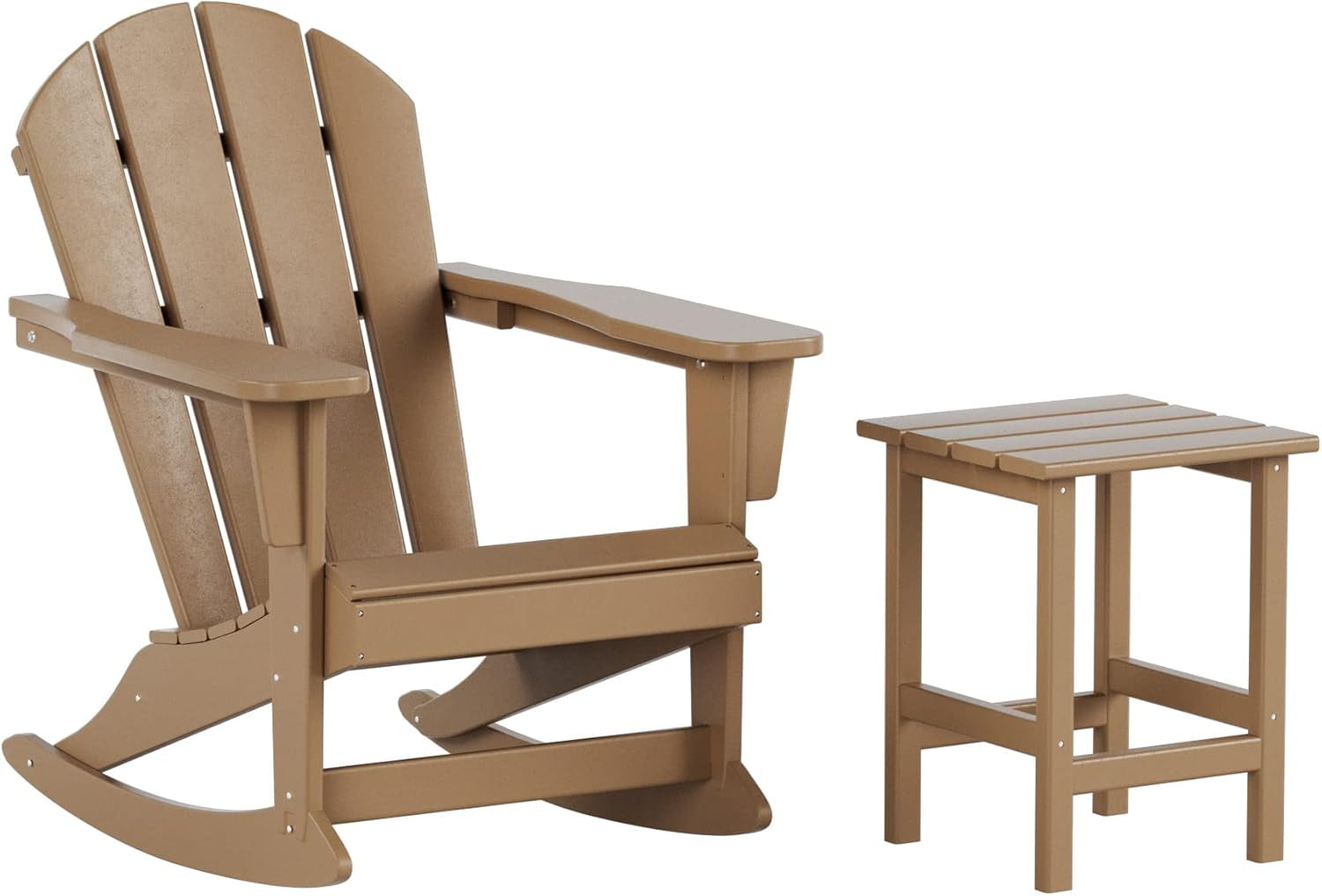 Eco-Friendly Weathered Wood Poly Adirondack Rocking Chair Set for 2