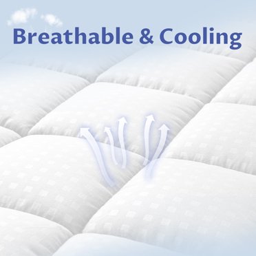 JUSTLET Quilted Fitted King Mattress Pad Pillow Top Mattress Cover Cooling Breathable Fluffy Soft Mattress Protector Top 8-21" Deep Pocket Cooling Mattress Topper, White