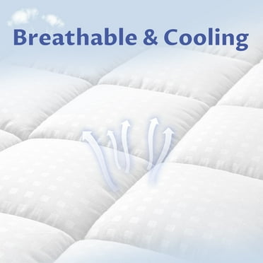 JUSTLET Quilted Fitted King Mattress Pad Pillow Top Mattress Cover Cooling Breathable Fluffy Soft Mattress Protector Top 8-21" Deep Pocket Cooling Mattress Topper, White
