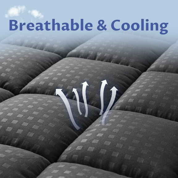 JUSTLET Quilted Fitted Twin XL Mattress Pad Pillow Top Mattress Cover Cooling Breathable Fluffy Soft Mattress Protector Top 8-21" Deep Pocket Cooling Mattress Topper, Gray