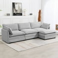 thumbnail image 1 of JUSTLET Sectional Sofa with Ottoman, Small L-Shaped Corduroy Couch Set for Living Room, Gray, 1 of 11