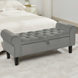 Storage Bench Modern Storage Ottoman Bench with Wooden Legs and Large Storage Space Tufted Fabric Storage Ottoman Bench for Living Room Bedroom Entryway Brown Walmart