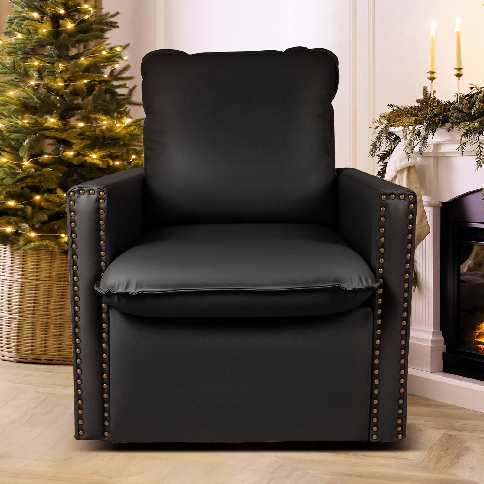 JUSTLET Black Swivel Accent Chair for Living Room & Bedroom with