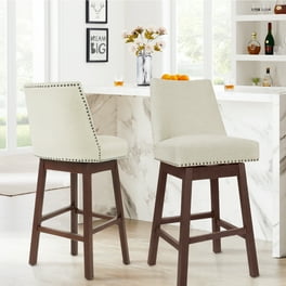 Counter Height Bar Stools Set of 2 PU Leather Bar Chair with Metal Silver Legs and Footrest Upholstered Kitchen Island Chairs Breakfast Bar Stools for Dining Room Bar Pub White Walmart