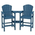 thumbnail image 1 of JUSTLET Larger Size Tall Adirondack Chair Set of 2 with Double Connecting Tray, HDPE Weather Resistant Patio Bar Stools, Dark Blue, 1 of 8