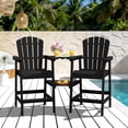 thumbnail image 1 of LOYALICE Tall Plastic Adirondack Chair Set of 2 W/ Outdoor Barstools and Connecting Tray, Black, 1 of 11