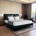 thumbnail image 1 of JUSTLET Twin Bed Frame with Headboard, Upholstered Platform Bed Frame for Adults, No Box Spring Needed, Green, 1 of 6