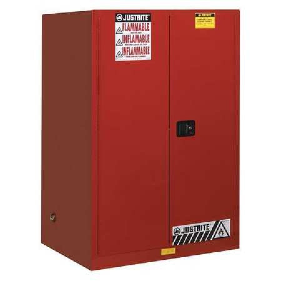 JUSTRITE 899021 Flammable Cabinet, 90 gal., Red