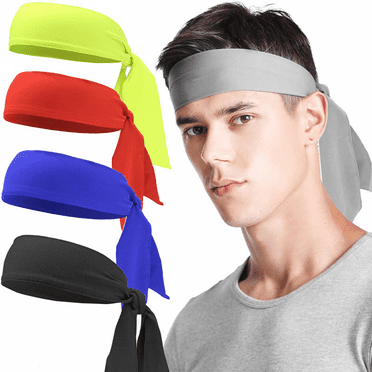 JUSTUP 4 Pack Sweat Wicking Head Tie, Tie Back Headband, Tie Up Hair Band for Men Women Kids Girls Boys, Athletic Ninja Sweatband Head Wraps,