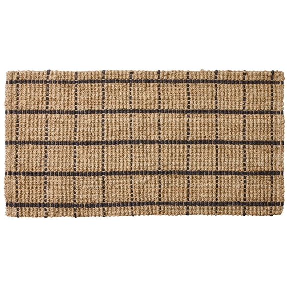 Better Homes & Gardens Jute Windowpane Doormat, 24 in x 48 in, Brown, Skid-Resistant Backing