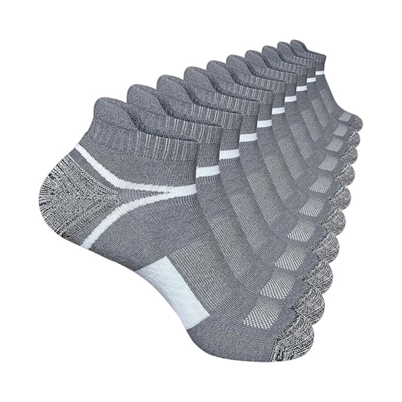 JUUNthy Adult Athletic Socks 5-Pack, Low Cut Soft Breathable Non-Slip Cushion Running Trainer Ankle Socks Gray