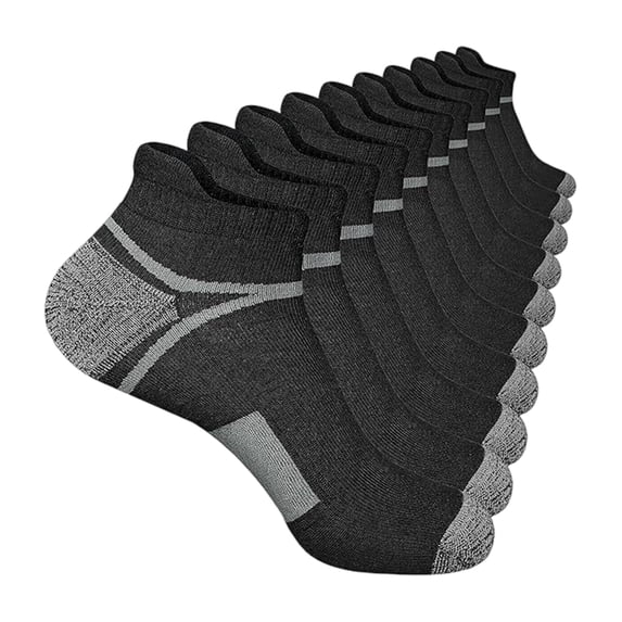 JUUNthy Adult Athletic Socks 5-Pack, Soft Breathable Non-Slip Low Cut Cushion Running Trainer Ankle Socks Black