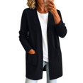 thumbnail image 1 of JUUNthy Cardigan for Womens, Ribbed Knit Open Front Long Sleeve Mid Length Sweater Outerwear with Pockets Black S, 1 of 15