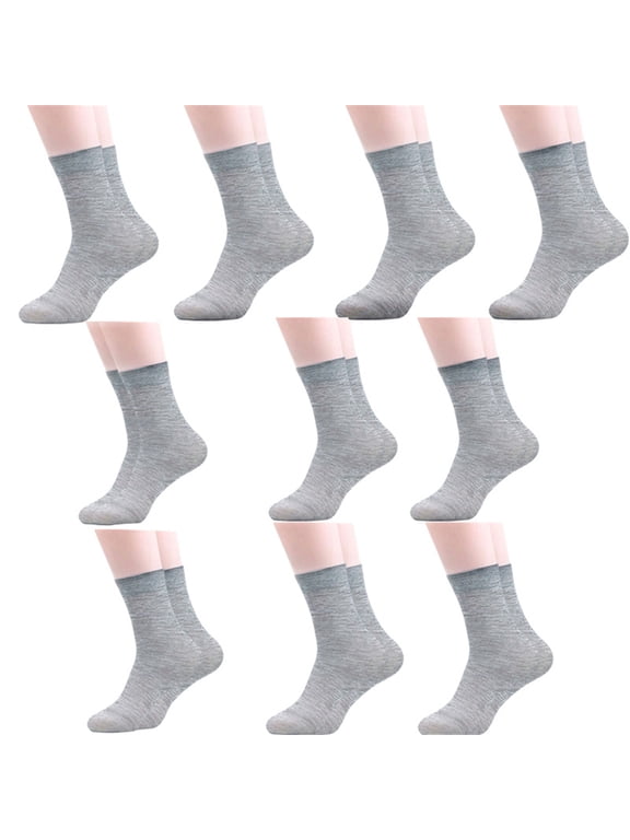 Mens Socks 10-Pack, Mid-Cut Thin Comfort Stretch Breathable Casual Everday Work Socks Gray Size Free Size