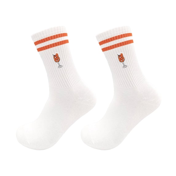 JUUNthy Mens Womens Cotton Crew Socks, Non-Slip Stripe Graphic Breathable Soft Casual Athletic Socks Orange