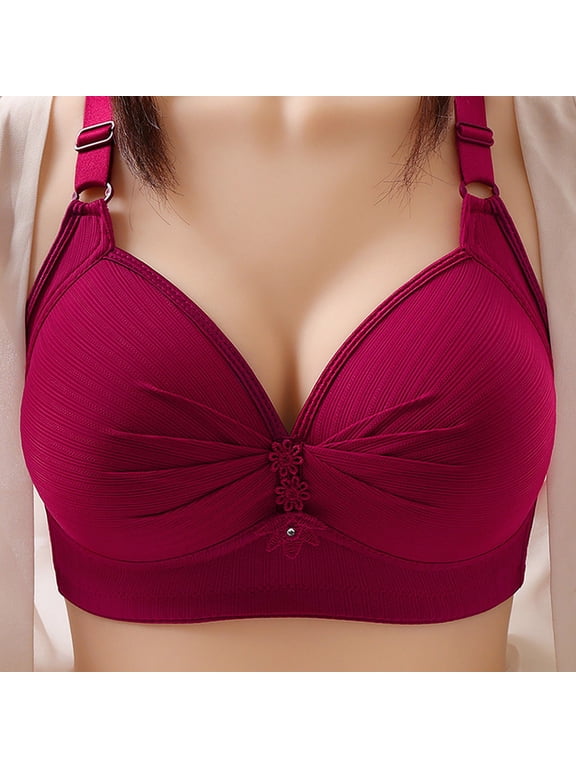 Push Up Bras for Womens, Seamless Adjustable Strap Everday Comfortable Full Coverage T-Shirt Bras Burgundy 44