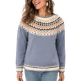 thumbnail image 1 of JUUNthy Sweater for Womens, Striped Knitted Long Sleeve Crewneck Fashion Fall Winter Clothes Tops Purple 2XL, 1 of 5