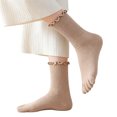 thumbnail image 1 of JUUNthy Toe Socks for Womens, Breathable Ruffles Mid Cut Stretch Comfort Casual Five Finger Crew Socks Khaki, 1 of 12