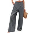thumbnail image 1 of JUUNthy Wide Leg Pants for Womens, with Pockets High Rise Lightweight Pull On Vacation Casual Palazzo Trousers Dark Grey XL, 1 of 14