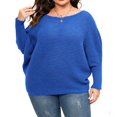 thumbnail image 1 of JUUNthy Women's Plus Size Sweater, Off‑Shoulder Long Sleeve Soft Ribbed Knit Fall Winter Fashion Pullover Tops Blue XL, 1 of 14