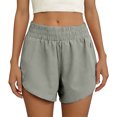 thumbnail image 1 of JUUNthy Womens Active Shorts, Elastic Waist Qucik Dry Zipper Pockets Running Athletic Workout Shorts Gray XL, 1 of 8