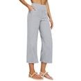 thumbnail image 1 of JUUNthy Womens Capri Pants, Cotton Linen Straight Leg High Waisted Loose Fit Casual Pants with Pockets Gray 2XL, 1 of 12