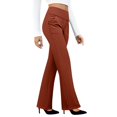 thumbnail image 1 of JUUNthy Womens Dress Pants, Flat Front Straight Leg Stretchy High Waist Business Works Trousers with Pockets Brown M, 1 of 10
