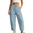 thumbnail image 1 of JUUNthy Womens Jogger Pants, with Pockets Loose Casual Elastic Drawstring Waist Fashion Cropped Sweatpants Light Blue M, 1 of 12