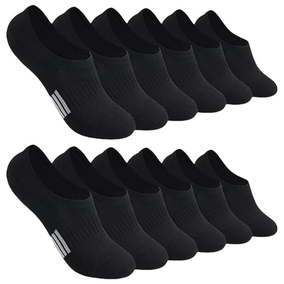 JUUNthy Womens Mens Ankle Socks 6-Pack, Breathable No Show Low Cut Comfort Cushioned Athletic Socks Black
