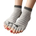 thumbnail image 1 of JUUNthy Womens Open Toe Socks, Cute Soft Crew Cut Cotton Comfort Five Finger Ankle Socks Gray, 1 of 12