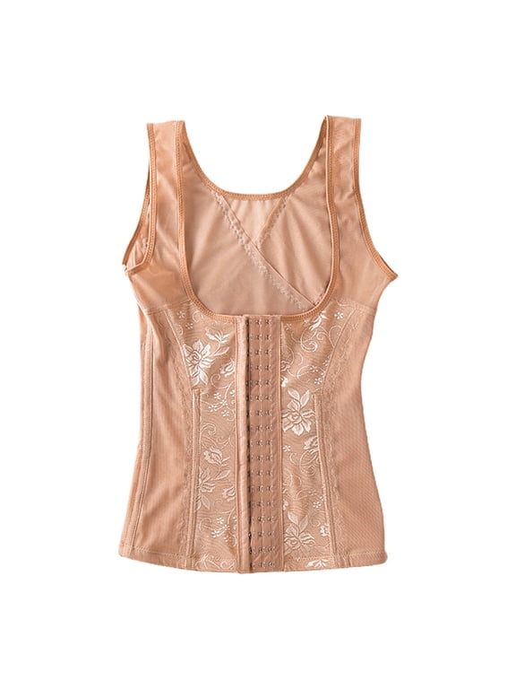 Womens Shapewear Camisole, Waist Trainer Shaper Slimming Tummy Control Corset Underbust Cincher Shaping Tank Tops Beige 2XL