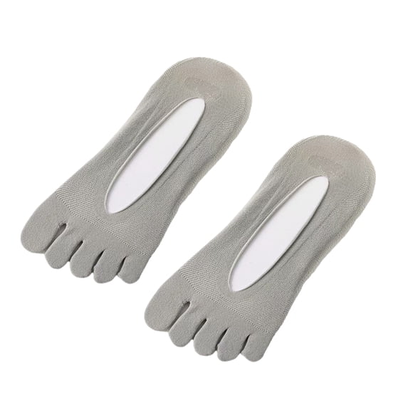 JUUNthy Womens Toe Socks, Comfort Breathable No Show Lightweight Non Slip Five Finger Socks Gray