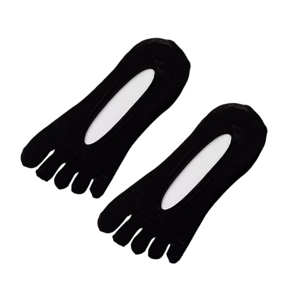 JUUNthy Womens Toe Socks, No Show Lightweight Comfort Breathable Non Slip Five Finger Socks Black