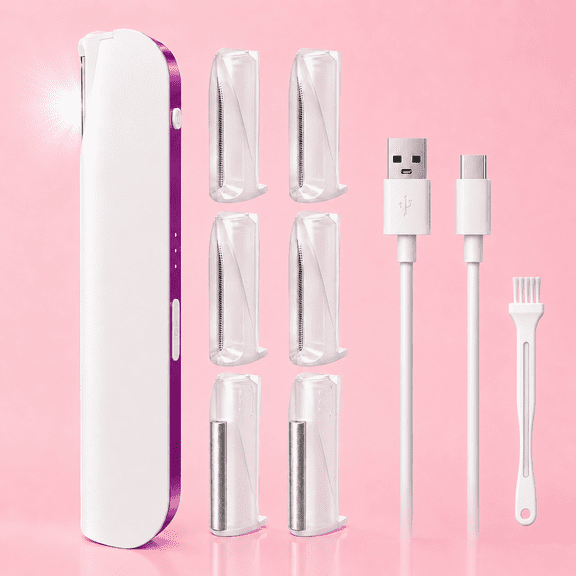 JUUTREN Dermaplaning Razor for Women & Men –  Facial Hair Removal for Women with 6 LED Lights & 6 Replaceable Blades, Bikini Trimmer, dermaplane razor, Cordless Rechargeable