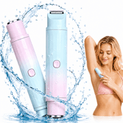 JUUTREN 2-in-1 Bikini Trimmer for Women, Rechargeable Electric Razor & Dual-Head Shaver for Bikini, Face, Body & Legs, IPX7 Waterproof, Wet & Dry  Pink-Blue Gradient