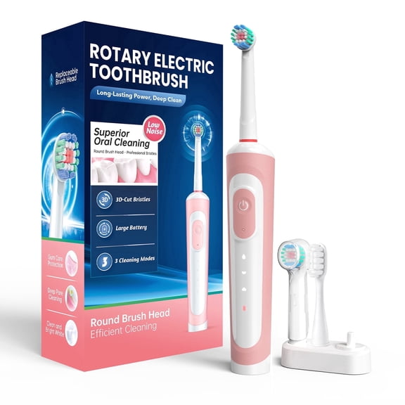 JUUTREN Electric Toothbrush for Adults,Sonic Rechargeable Travel Toothbrush With 2-Minute Smart Timer,IPX8 Waterproof,70-Day Battery Life,3 Modes,3 Brush Heads
