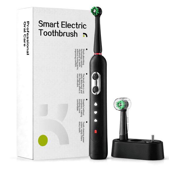 JUUTREN Electric Toothbrush for Adults and Kids，Rechargeable Sonic Toothbrush with 2 Brush Heads,3 Modes and 2-Minute Smart Timer Reminder