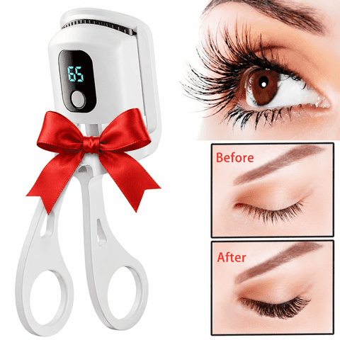 JUUTREN Heated Eyelash Curlers - Electric Eyelash Curler for Makeup Tools, Rechargeable Lash Curler with LED Display 3 Temp Settings, Fast Heat up within 10s, 24 Hours Long Lasting(White)
