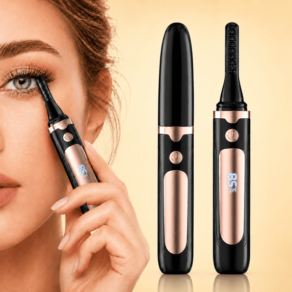 JUUTREN Heated Eyelash Curlers - Electric Eyelash Curler for Makeup Tools, Rechargeable Lash Curler with LED Display 4 Temp Settings, Fast Heat up within 10s, 24 Hours Long Lasting(Black)