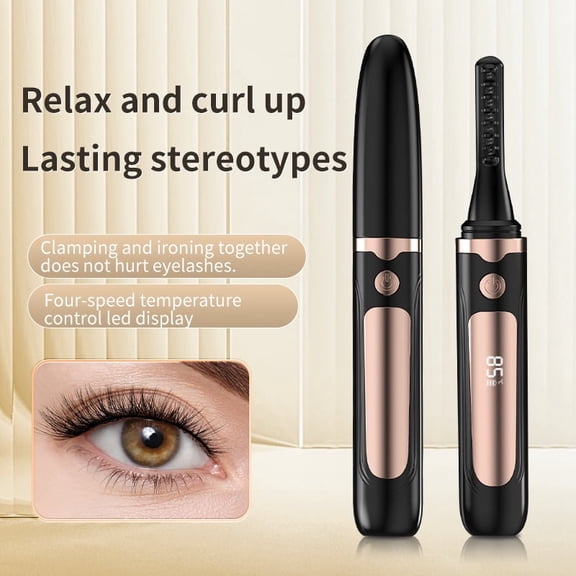 JUUTREN Heated Eyelash Curlers - Electric Eyelash Curler for Makeup Tools, Rechargeable Lash Curler with LED Display 4 Temp Settings, Fast Heat up within 10s, 24 Hours Long Lasting(Black)