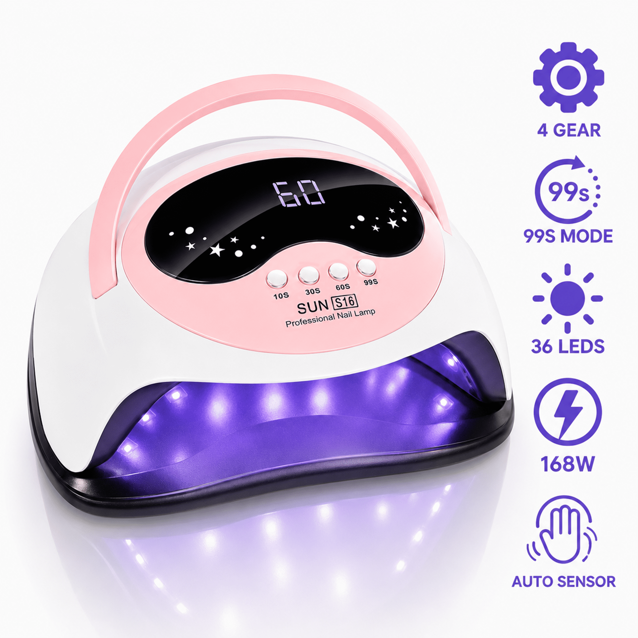JUUTREN UV LED Nail Lamp - Fast Curing Light for Gel Nails with 4 Timers & Auto Sensor, 168W Nail Dryer for Gel Polish with LCD Display, Professional UV Light for Home Salon Nails Art Tools