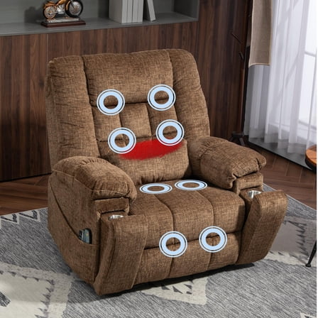 JUUXO 4-Motor Power Lift Chair with Heat & Massage - Power Adjustable Headrest, Backrest, Lumbar & Footrest - 27-inch Wide Seat Lay Flat Recliner with Cup Holders - Big Tall 400 lbs