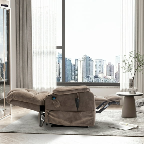 JUUXO Lay Flat Lift Recliner Sleeping Chair in 25" Seat Width, Large Power Lift Chair for Elderly, Extra Wide Heated Massage Chair 400 lbs