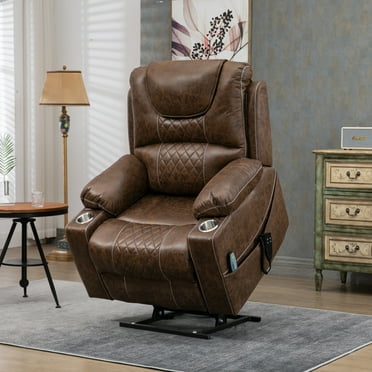 JUUXO Oversized Lift Chair Lay Flat Recliner, Large Power Lift Recliner for Elderly, Extra Wide Heated Massage Chair for Adult 400 lbs