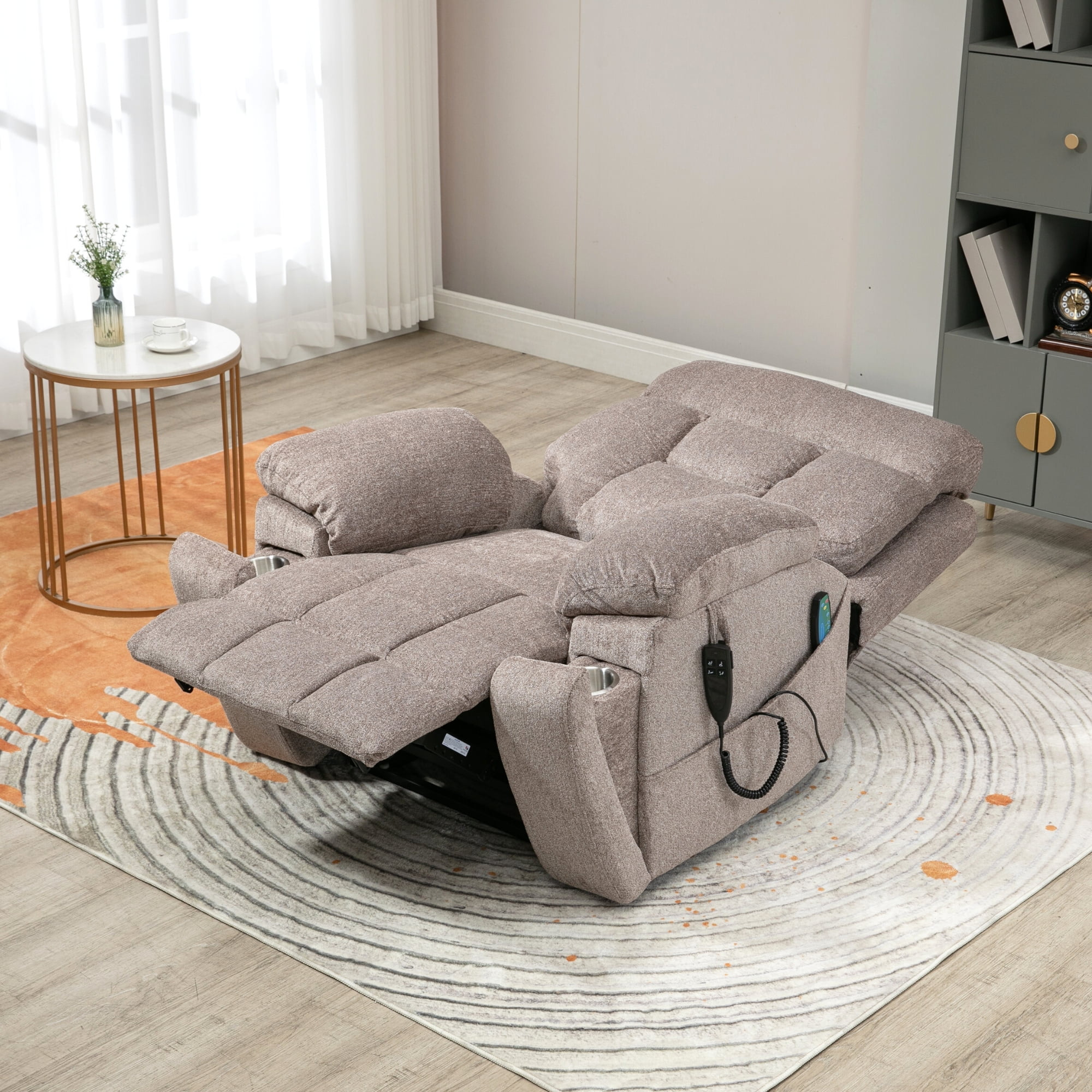 JUUXO Oversized Recliner Chair Lay Flat 71" Length, Large Power Lift Chair for Elderly, Extra Wide Heated Massage Chair for Big and Tall in 26" Seat Width, 400 lbs