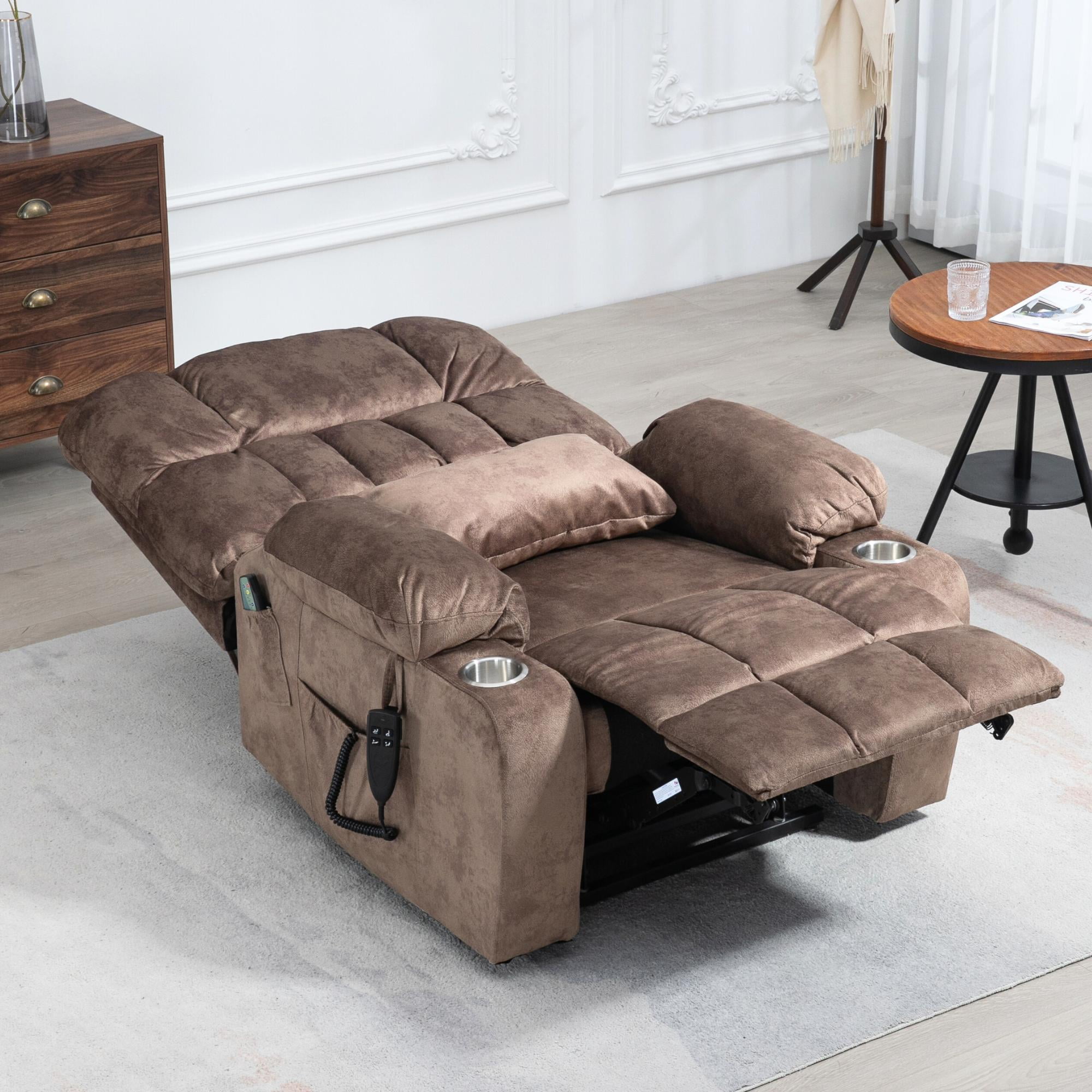 JUUXO Oversized Recliner Chair Lay Flat 73\ Length, Large Power Lift Chair for Elderly, Extra Wide Heated Massage Chair for Big and Tall in 25.6\ Seat Width, 400 lbs - Shop Black JUUXO Oversized Recliner Chair Lay Flat 73\ Length, Large Power Lift Chair for Elderly, Extra Wide Heated Massage Chair for Big and Tall in 25.6\ Seat Width, 400 lbs - Shop Black